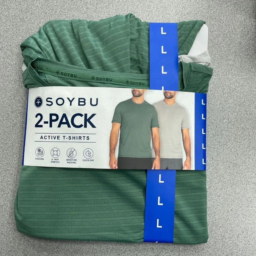 Soybu Men's L 2-Pack Active T-Shirts Green/Gray N0832 - Picture 3 of 8